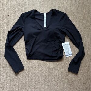 Lululemon all It Takes Ribbed Nulu V-Neck Long Sleeve Shirt, B-D Cups, Black, 10